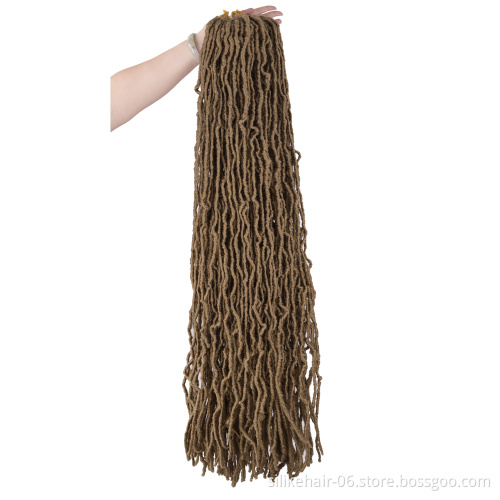 High Quality Brown 36inch Goddess Braiding Dreadlocks Hair Black Women Nu Locs Crochet Braid Hair Synthetic Faux Locs Extension